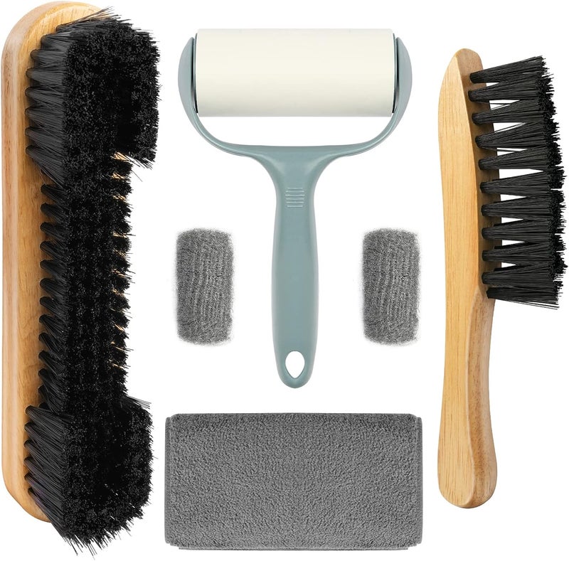 Go2trymo Pool Table & Rail Brush 5 Set, Billiard Felt Cleaner Accessories with 2 Wooden Brushes, Cue Cleaning Cloth, Ferrule Polish Cloth & Sticky Lint Roller - Image 1